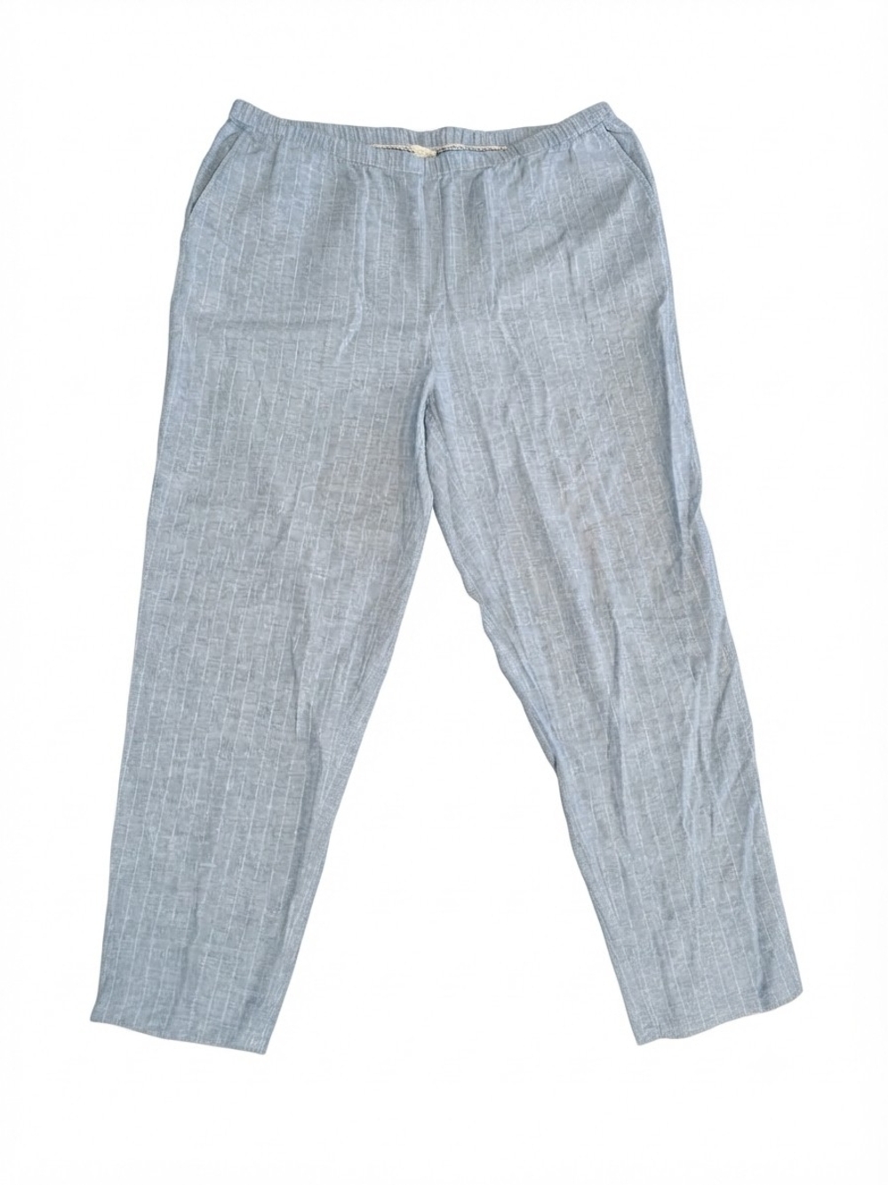 Eileen Fisher Blue Striped Hemp Organic Cotton Ankle Pants Pockets Large L
